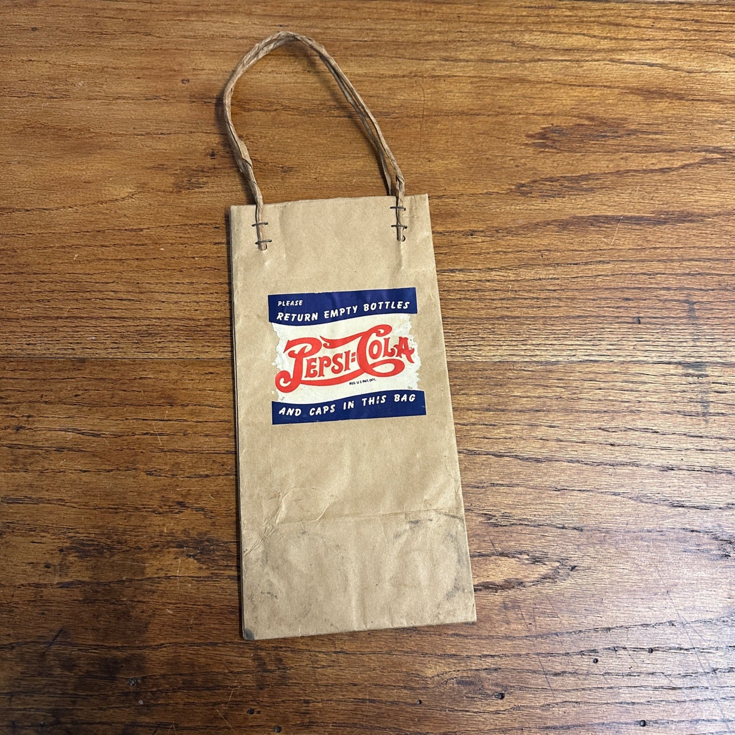 Vintage 1940s Pepsi Cola Double Dot Paper Bag Bottle Carrier Scarce Advertising