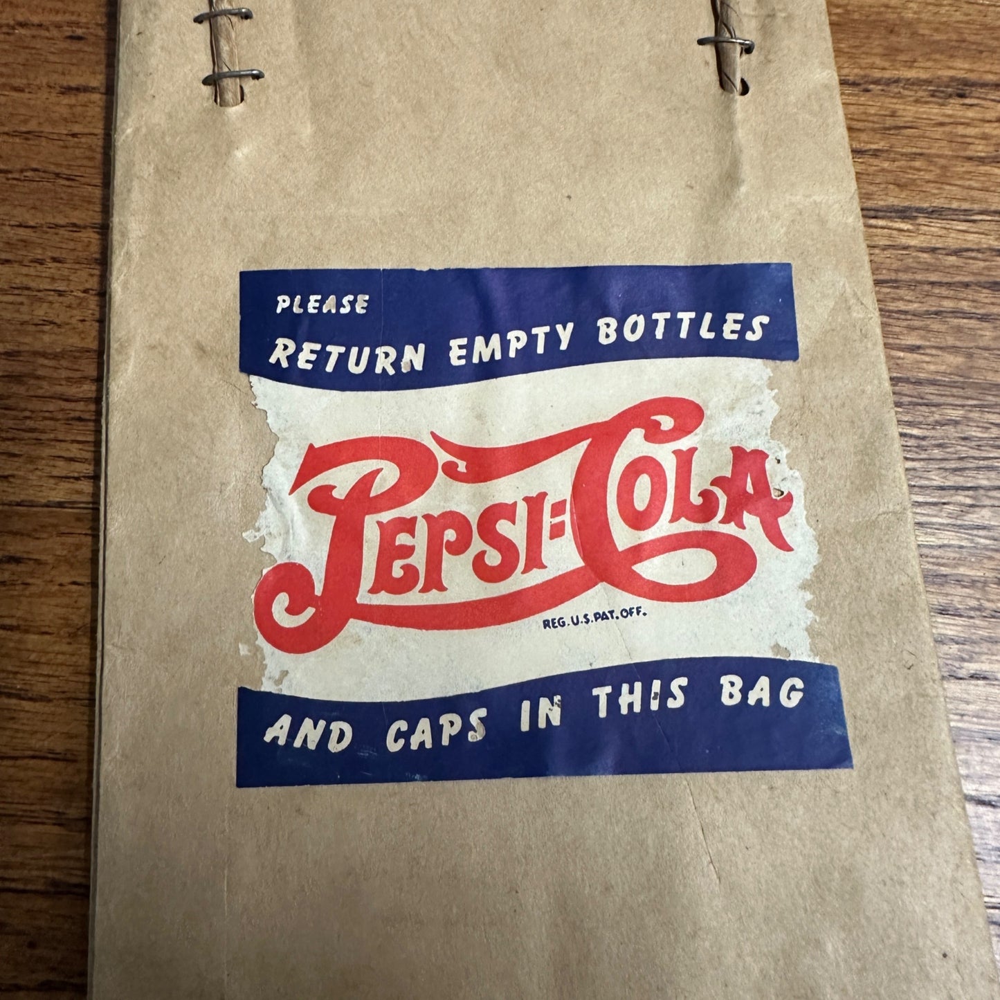 Vintage 1940s Pepsi Cola Double Dot Paper Bag Bottle Carrier Scarce Advertising