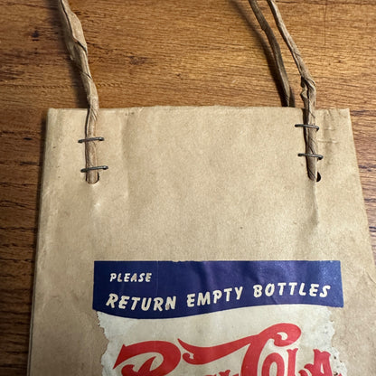 Vintage 1940s Pepsi Cola Double Dot Paper Bag Bottle Carrier Scarce Advertising