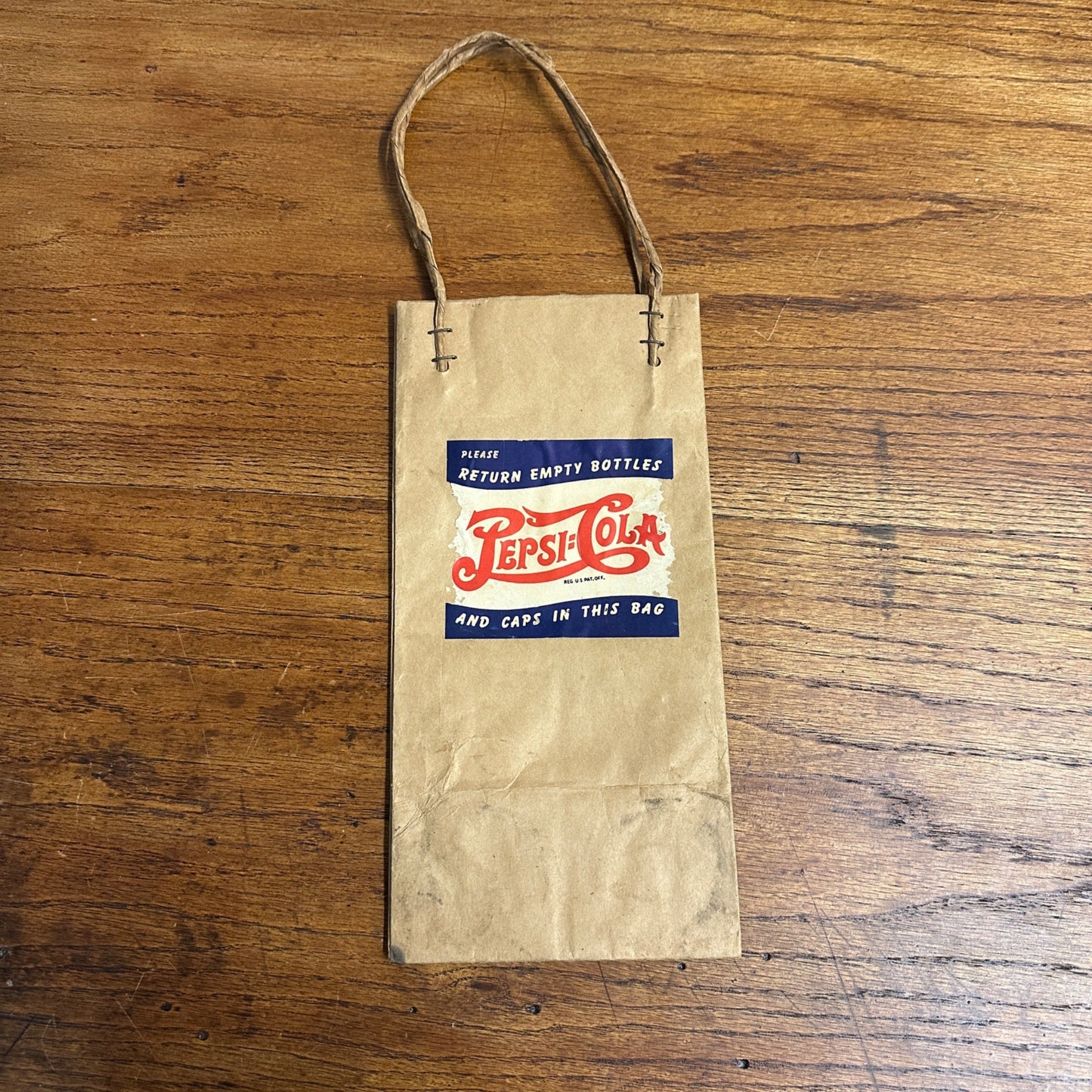 Vintage 1940s Pepsi Cola Double Dot Paper Bag Bottle Carrier Scarce Advertising