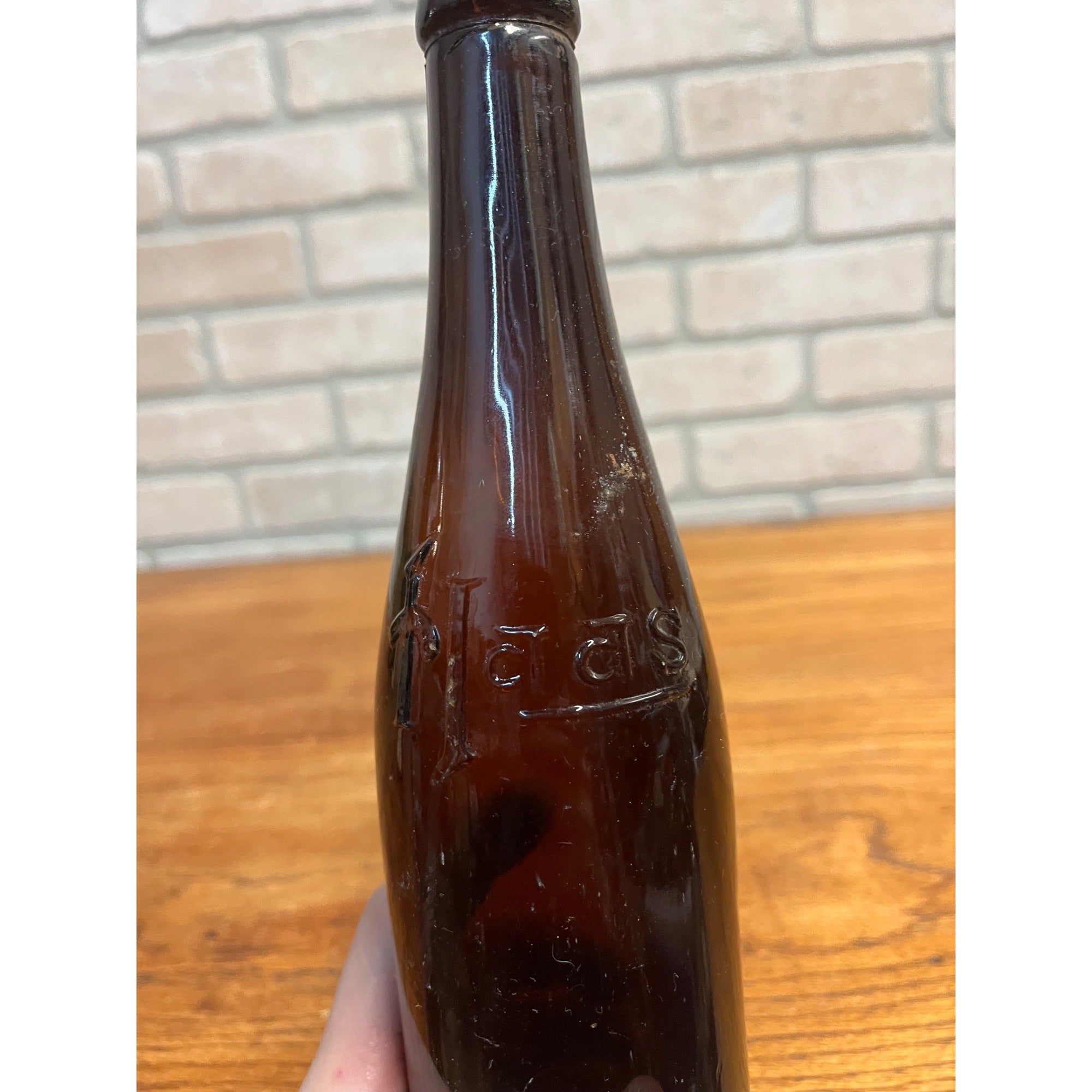 Vintage John Haas Brewing Co. Embossed Beer Bottle Ripon Wisconsin Amber Glass