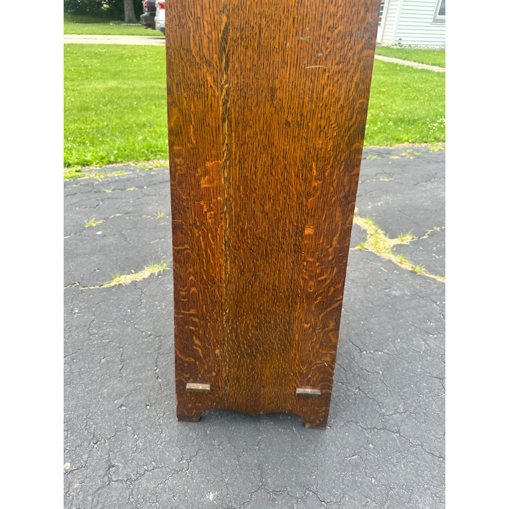Antique Arts & Crafts Mission Oak Tapered 5-Shelf Bookshelf Book Case