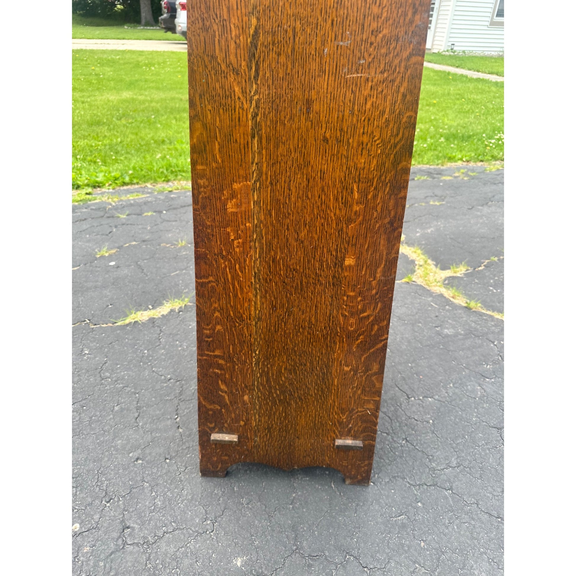 Antique Arts & Crafts Mission Oak Tapered 5-Shelf Bookshelf Book Case