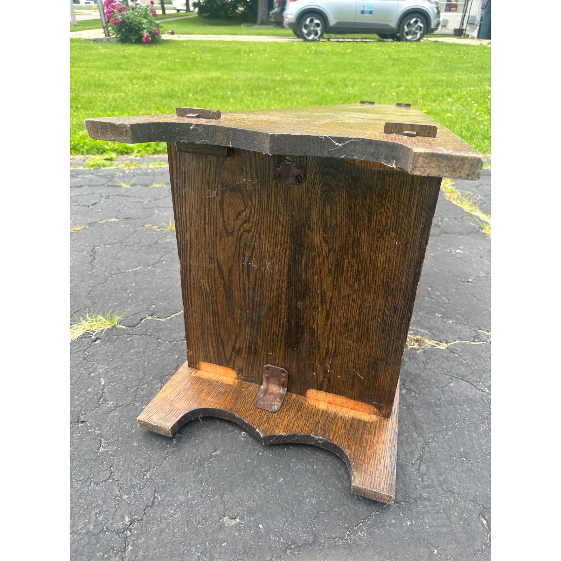 Antique Arts & Crafts Mission Oak Tapered 5-Shelf Bookshelf Book Case