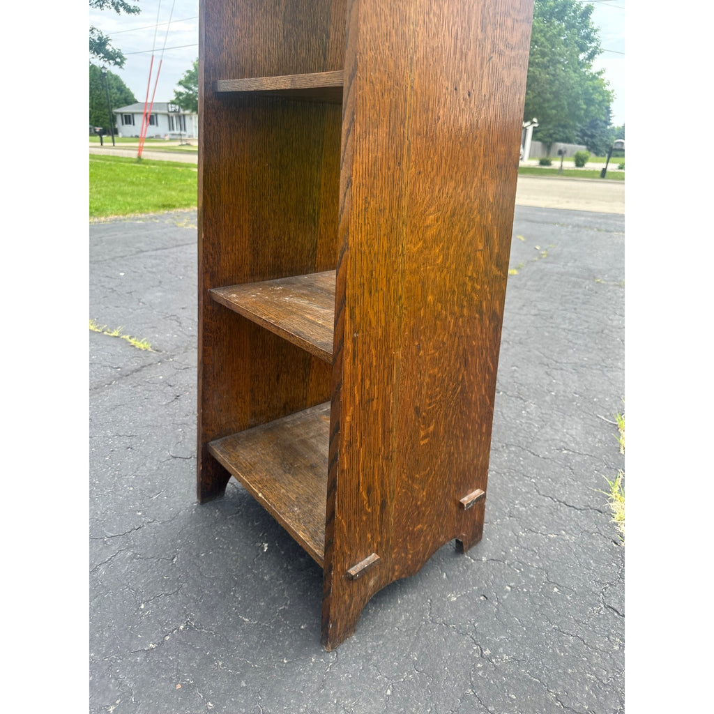 Antique Arts & Crafts Mission Oak Tapered 5-Shelf Bookshelf Book Case