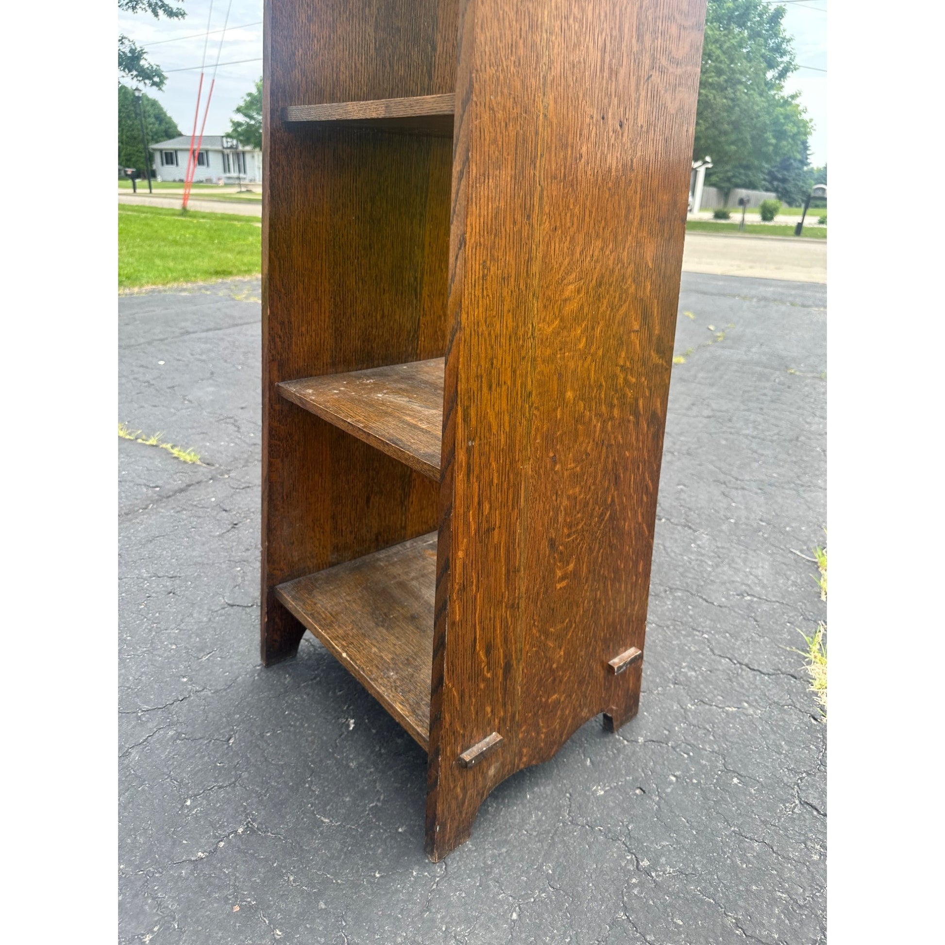 Antique Arts & Crafts Mission Oak Tapered 5-Shelf Bookshelf Book Case