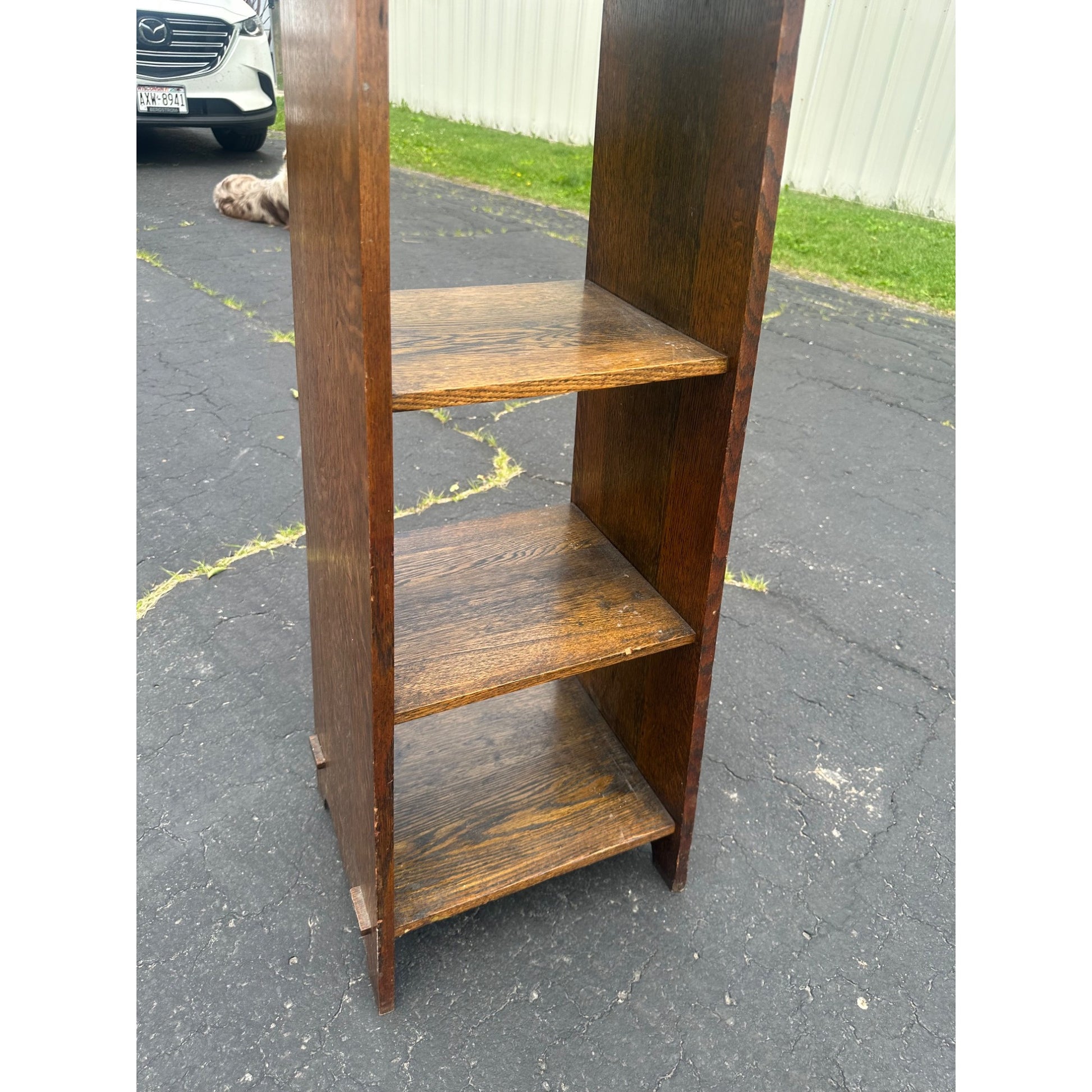 Antique Arts & Crafts Mission Oak Tapered 5-Shelf Bookshelf Book Case