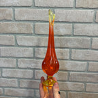 Vintage 11-1/2" Viking Art Glass Orange Bud Vase Drip Glows