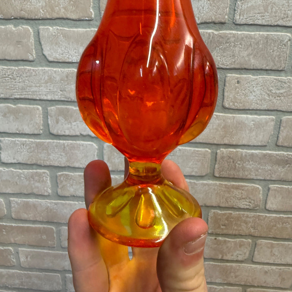 Vintage 11-1/2" Viking Art Glass Orange Bud Vase Drip Glows