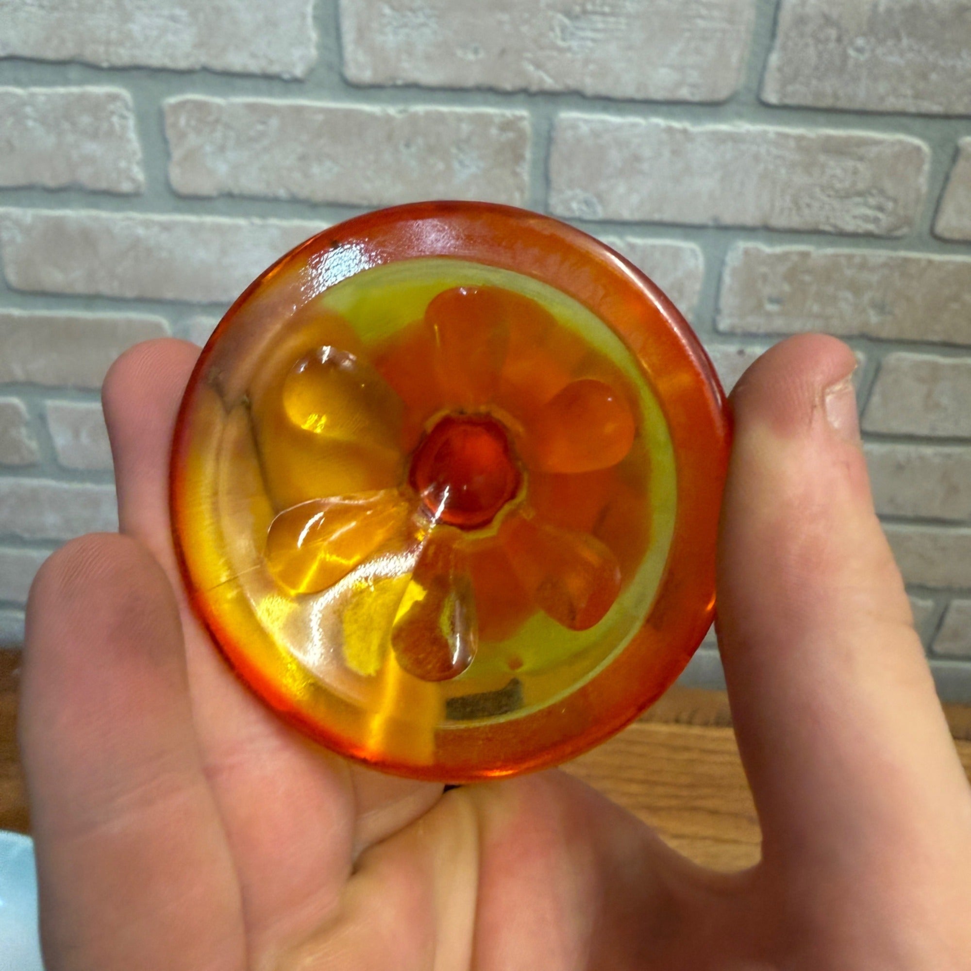 Vintage 11-1/2" Viking Art Glass Orange Bud Vase Drip Glows