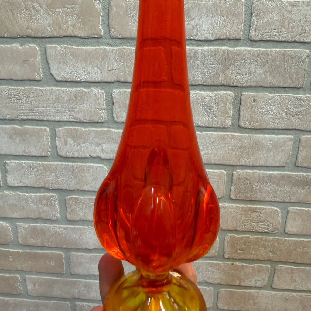 Vintage 11-1/2" Viking Art Glass Orange Bud Vase Drip Glows