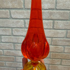Vintage 11-1/2" Viking Art Glass Orange Bud Vase Drip Glows