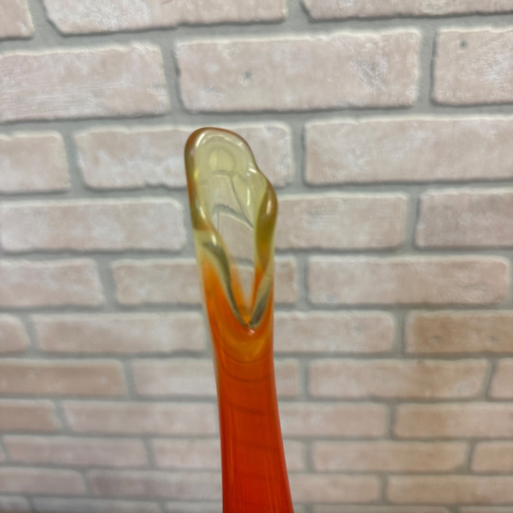 Vintage 11-1/2" Viking Art Glass Orange Bud Vase Drip Glows