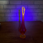 Vintage 11-1/2" Viking Art Glass Orange Bud Vase Drip Glows