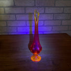 Vintage 11-1/2" Viking Art Glass Orange Bud Vase Drip Glows