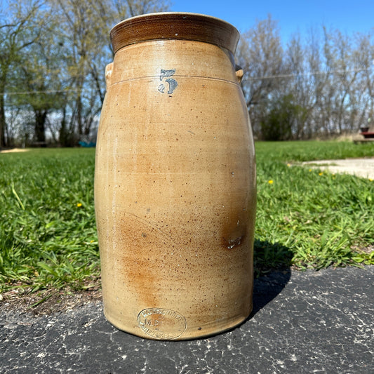 Antique Pierron Milwaukee WI 5 Gallon Salt Glaze Stoneware Churn Crock Wisconsin