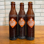 (3) 1930s Amber Orange Crush Soda Bottle Lot 6oz Kewaunee Wis 9" Tall
