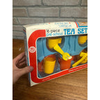 Vintage 1970s 16-Piece PreSchool Plastic Child's Tea Set NEW NOS Box IMCO