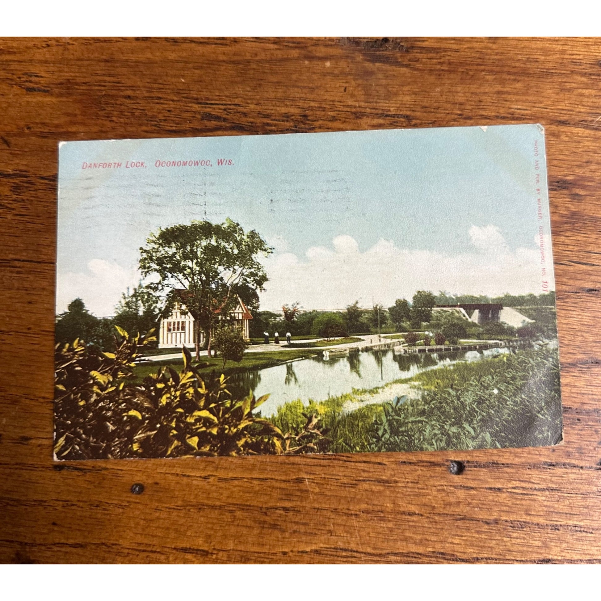 Vintage 1908 Danforth Lock Oconomowoc Wisconsin Wis Original Postcard WI