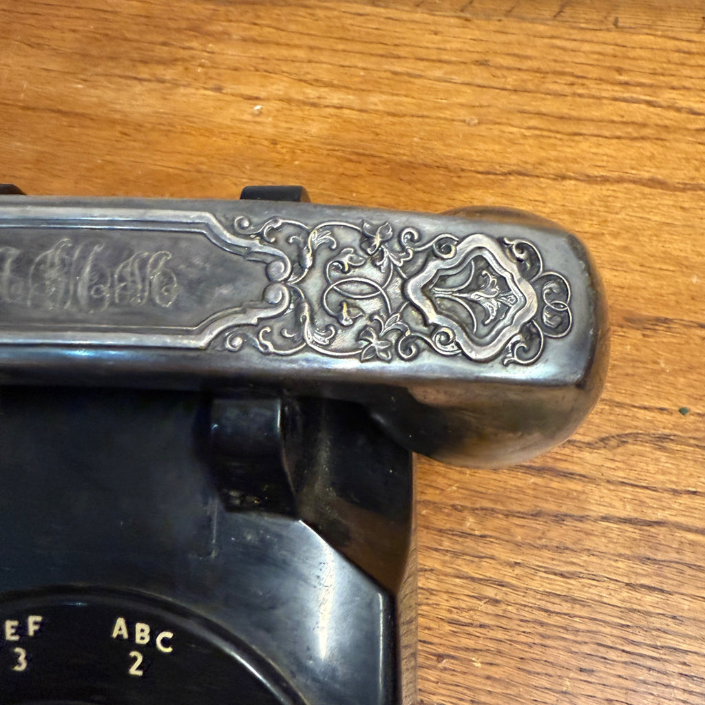 Vintage Black Western Electric Rotary Phone w/ Silver Plate Handset Cover