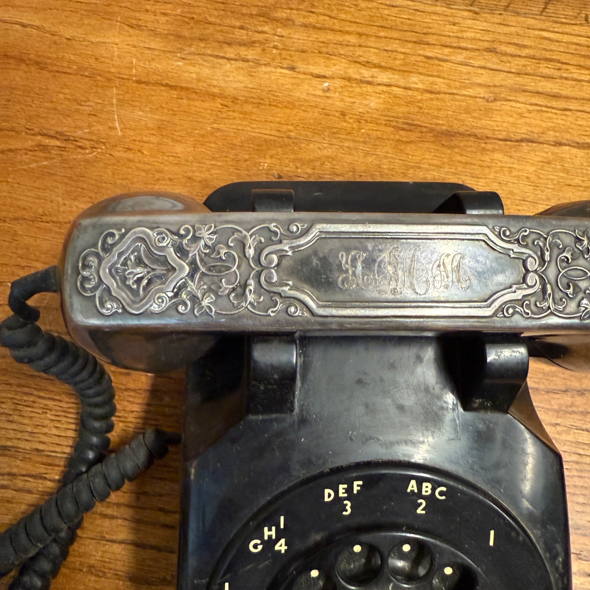 Vintage Black Western Electric Rotary Phone w/ Silver Plate Handset Cover