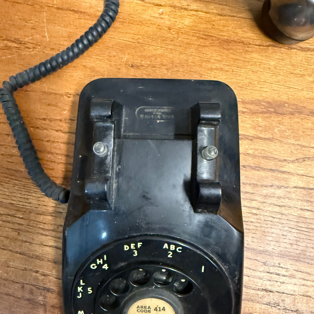 Vintage Black Western Electric Rotary Phone w/ Silver Plate Handset Cover