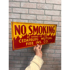 Vintage Metal No Smoking Sign Cedarburg Mutual Fire Insurance Co. Wisconsin WI