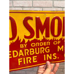 Vintage Metal No Smoking Sign Cedarburg Mutual Fire Insurance Co. Wisconsin WI
