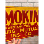 Vintage Metal No Smoking Sign Cedarburg Mutual Fire Insurance Co. Wisconsin WI