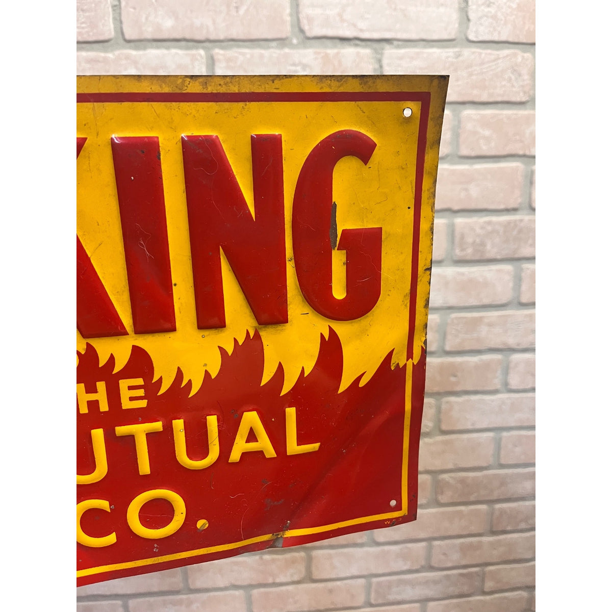Vintage Metal No Smoking Sign Cedarburg Mutual Fire Insurance Co. Wisconsin WI