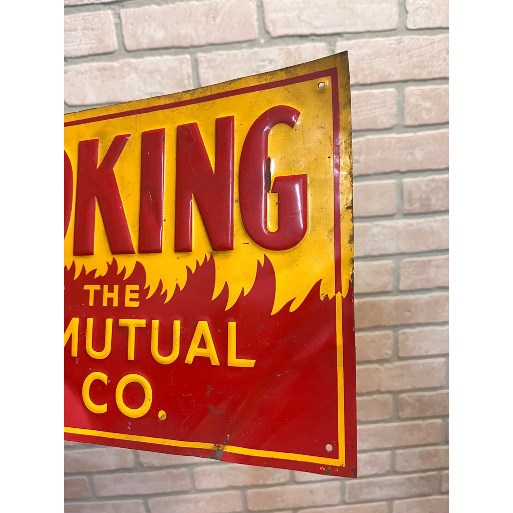 Vintage Metal No Smoking Sign Cedarburg Mutual Fire Insurance Co. Wisconsin WI