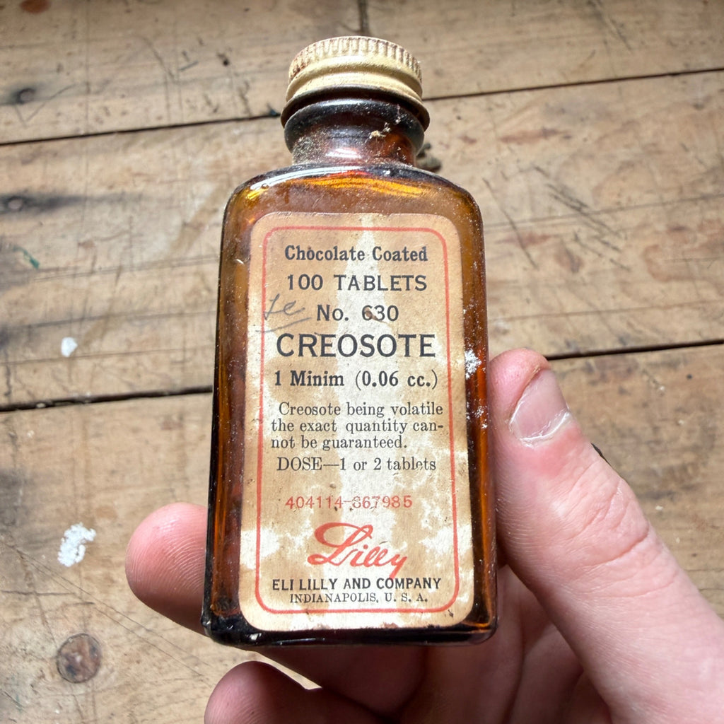 Antique Eli Lilly Creosote Tablets Drug Store Pharmacy Bottle Indianapolis