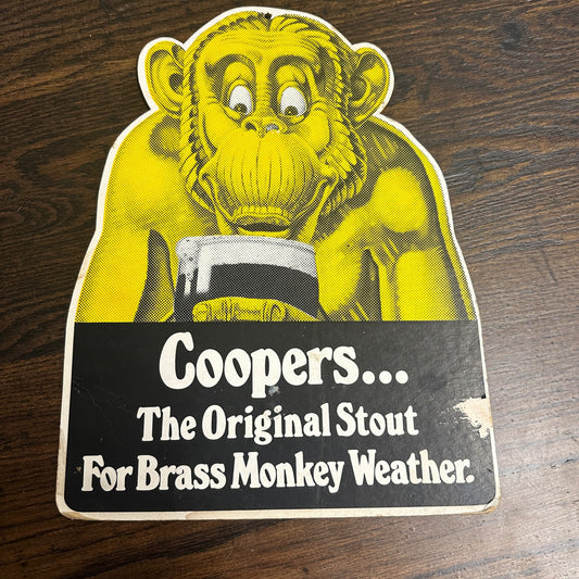 Scarce Vintage Cooper's Brass Money Beer Stout Cardboard Sign