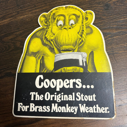 Scarce Vintage Cooper's Brass Money Beer Stout Cardboard Sign