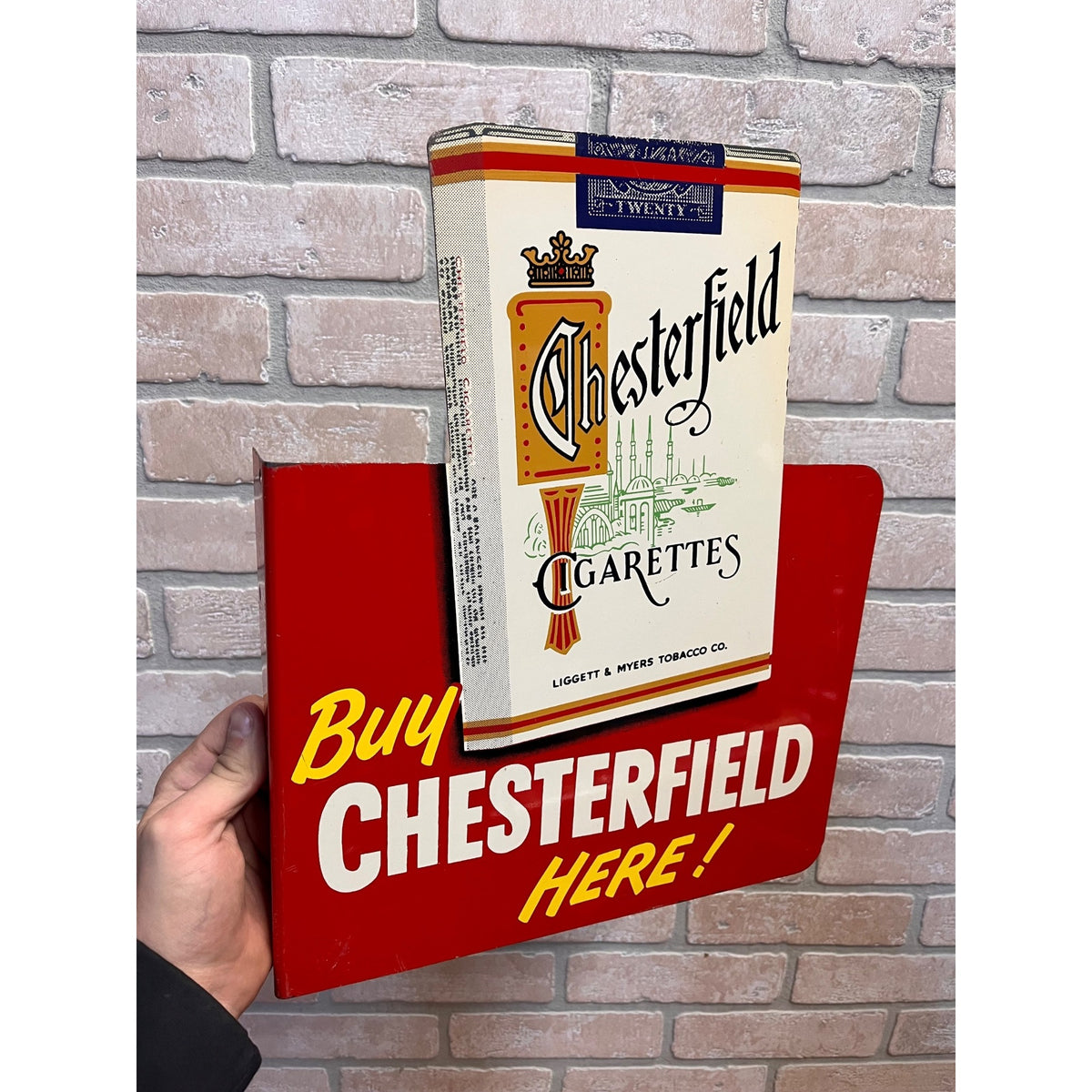 Vintage Chesterfield Cigarettes & L&M Flange Sign Advertising Double Sided