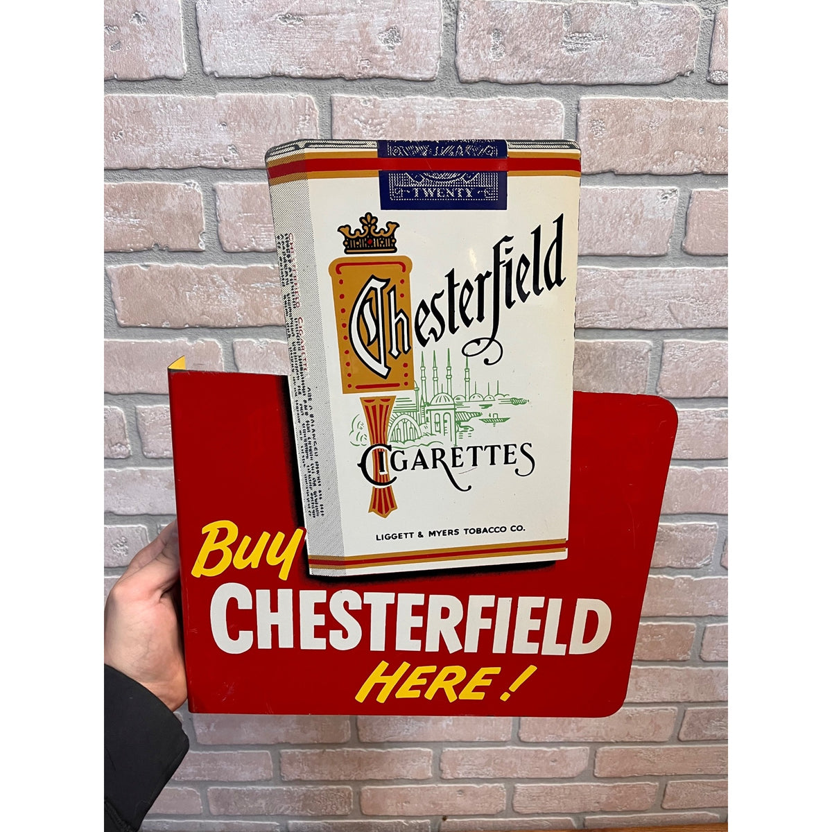 Vintage Chesterfield Cigarettes & L&M Flange Sign Advertising Double Sided