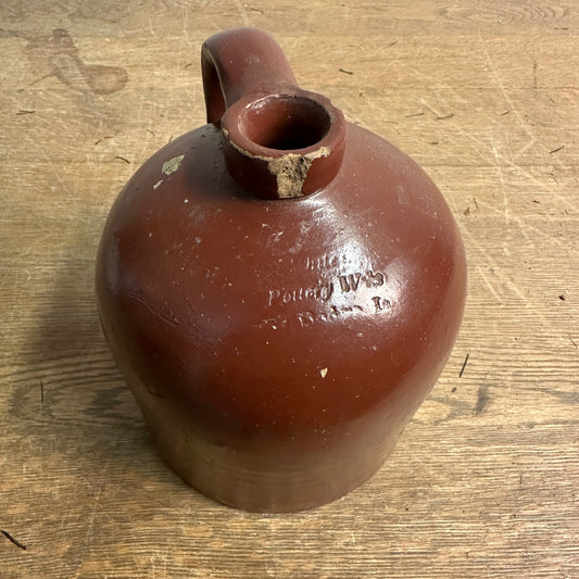 Antique Fort Dodge Iowa Stoneware Company Red Brown  Gallon Jug Beehive Common