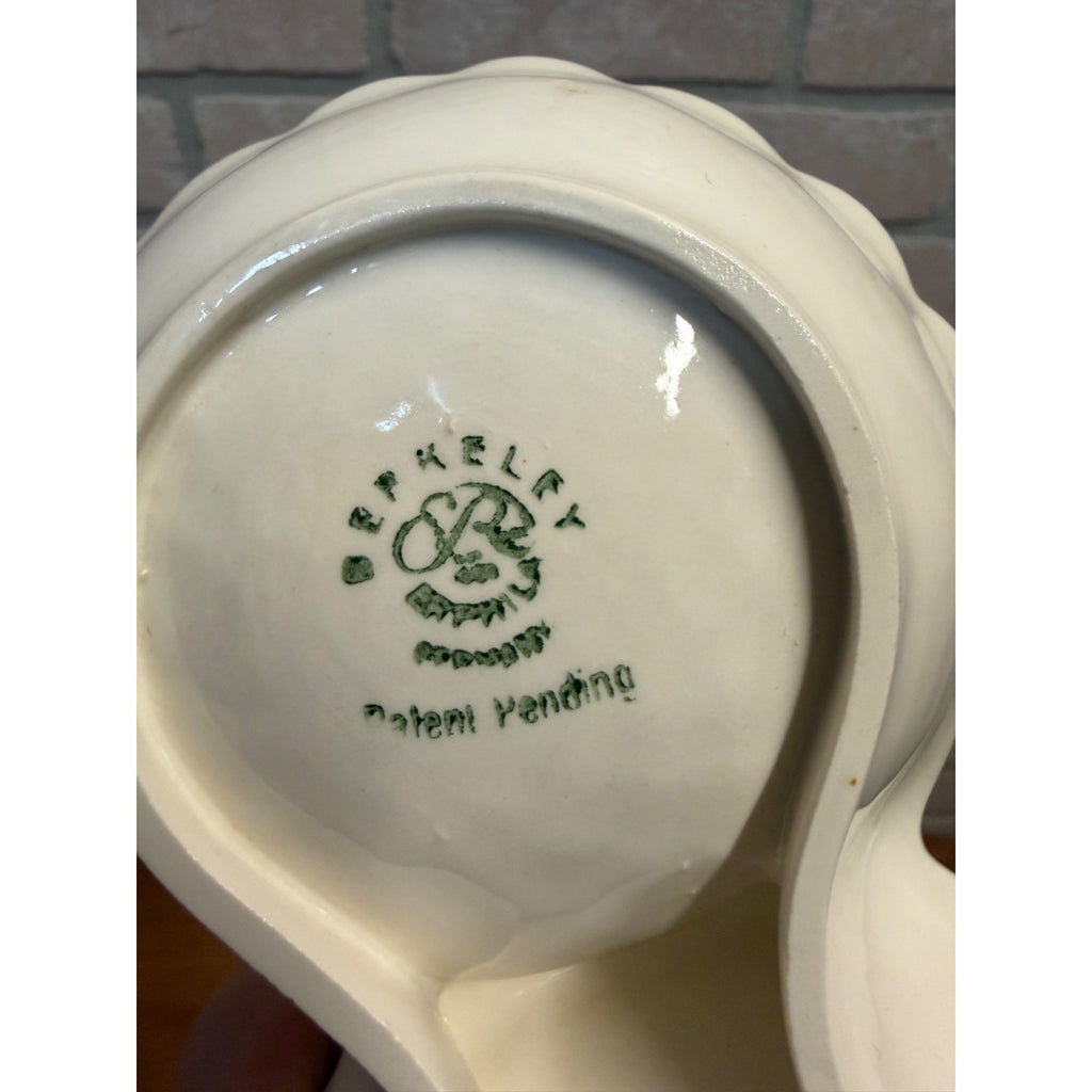 Berkeley Ceramic Double Serving Dish White Scalloped Petal Pattern Vintage 1960s
