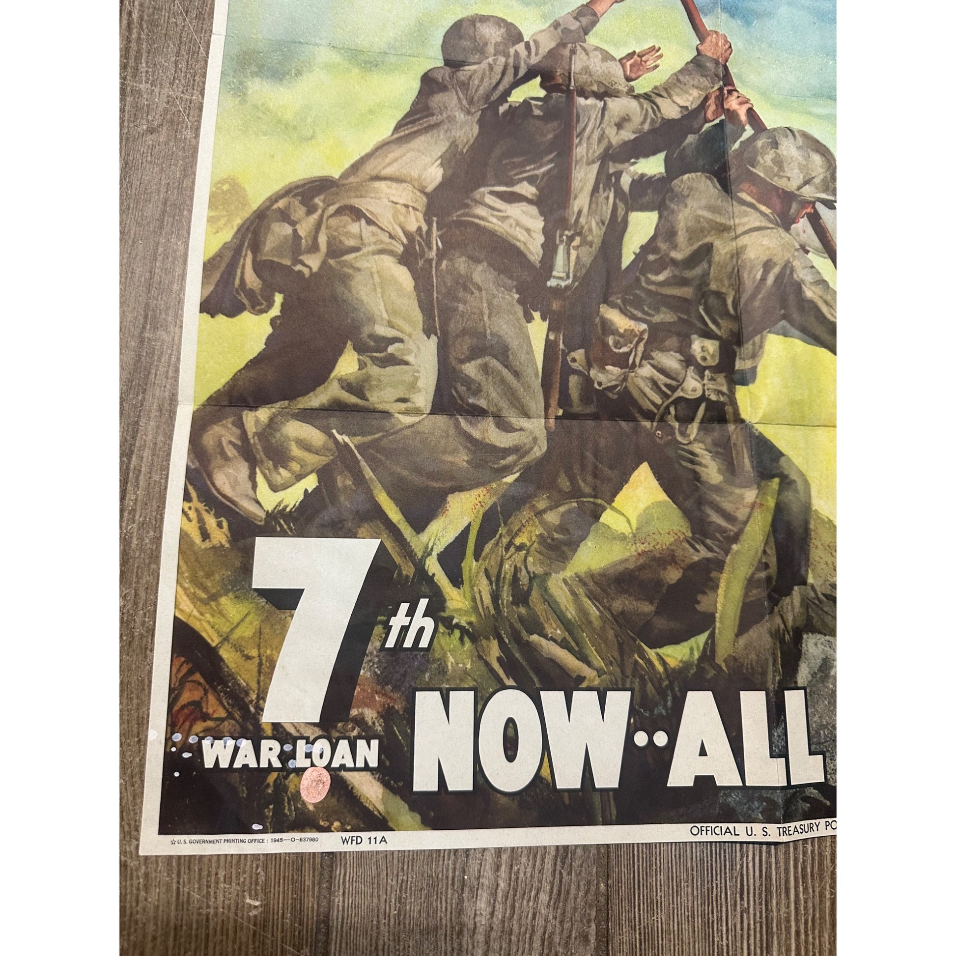 Original World War II Poster - 7th War Loan Iwo Jima US Army WWII