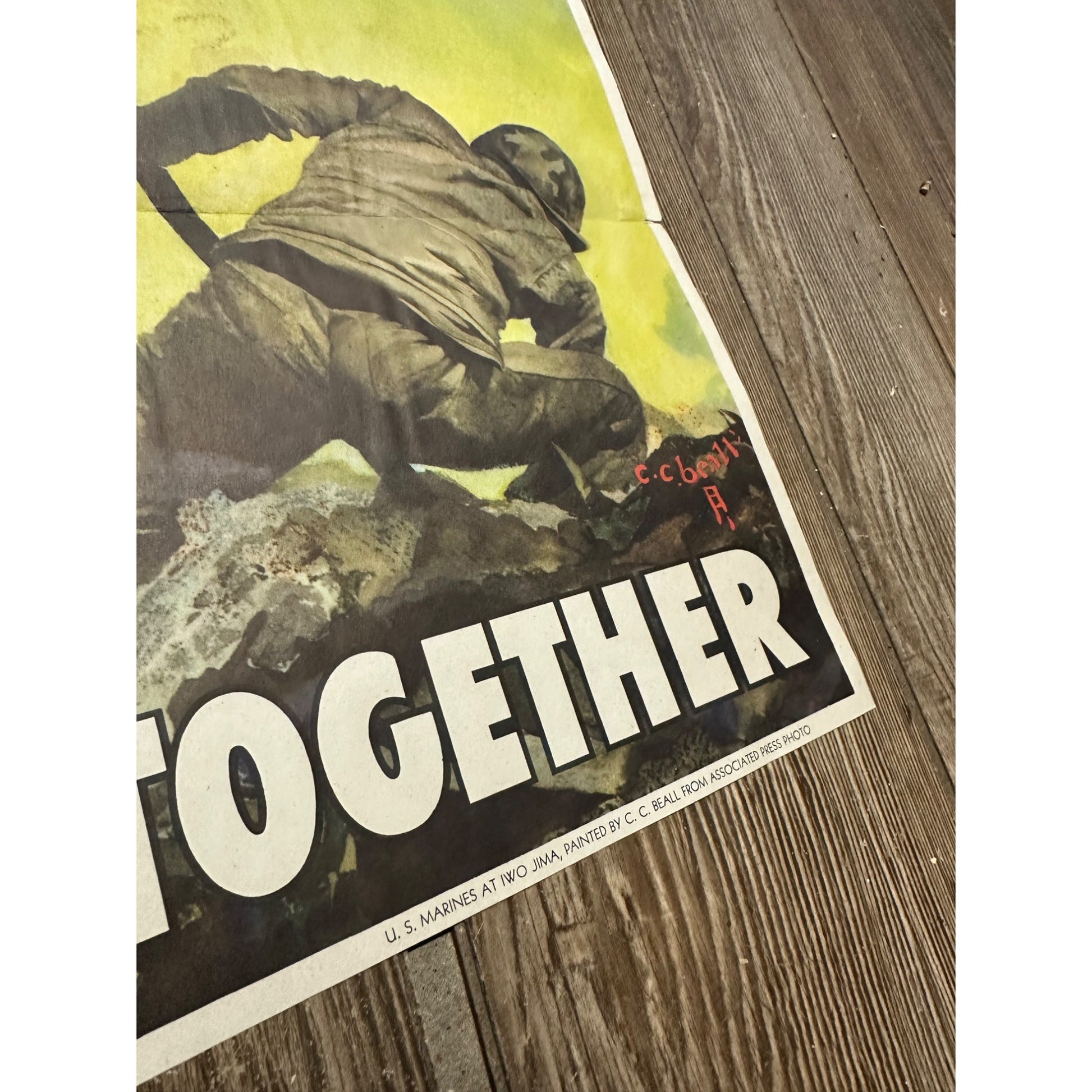 Original World War II Poster - 7th War Loan Iwo Jima US Army WWII