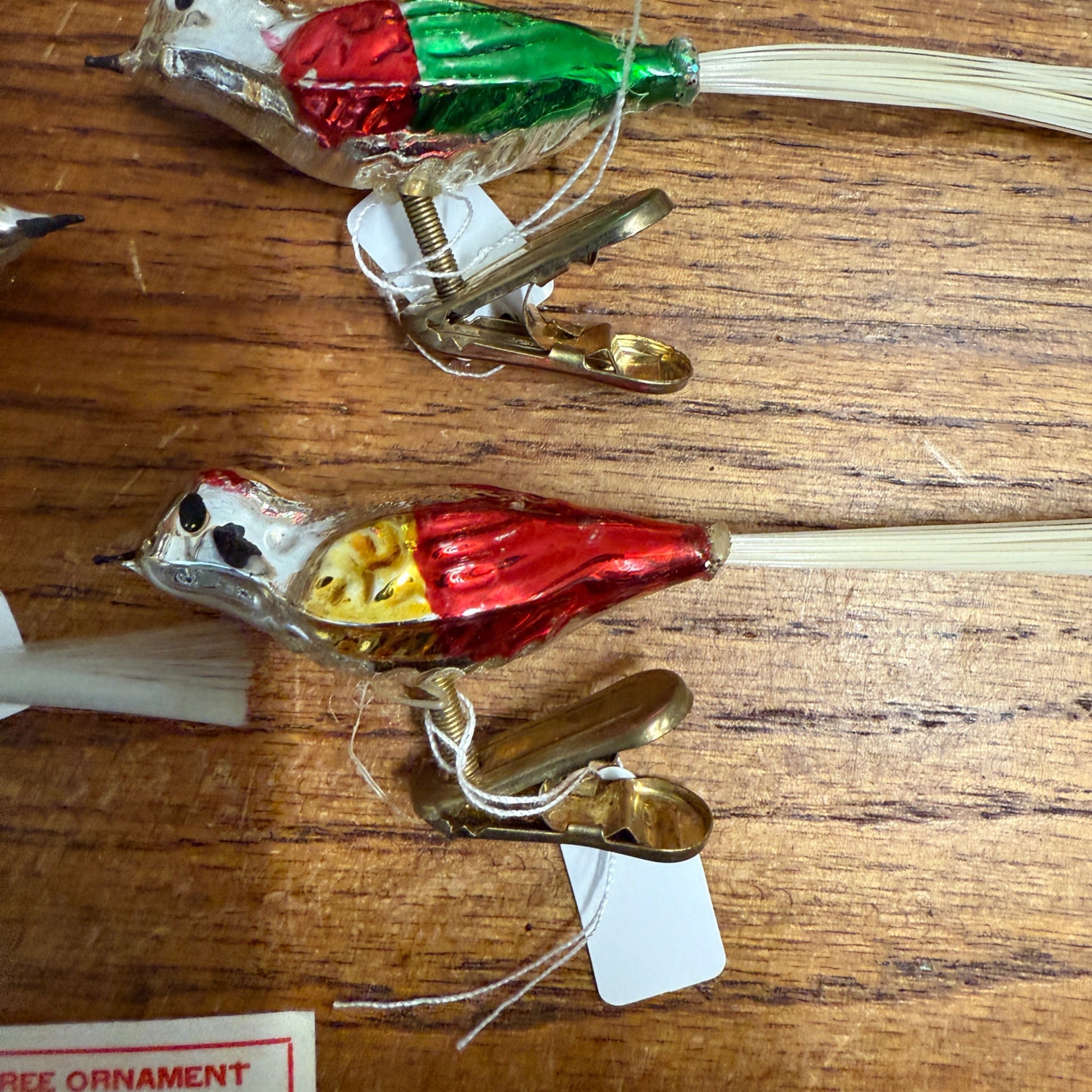 Vintage Christmas Tree Clip on Birds Mercury Glass Japan Christmas Ornament  Lot