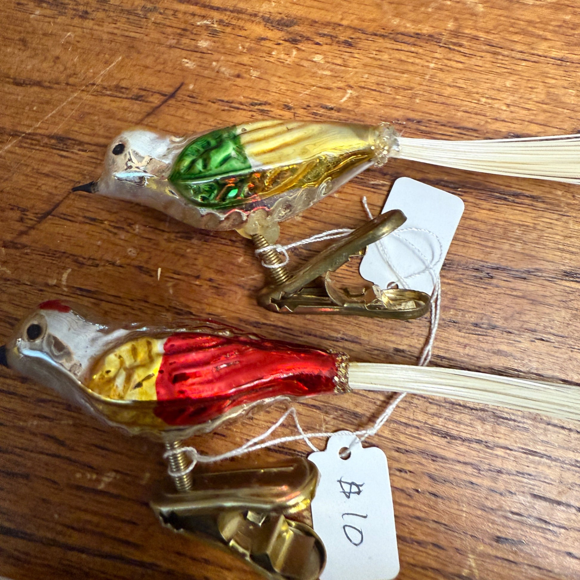 Vintage Christmas Tree Clip on Birds Mercury Glass Japan Christmas Ornament  Lot