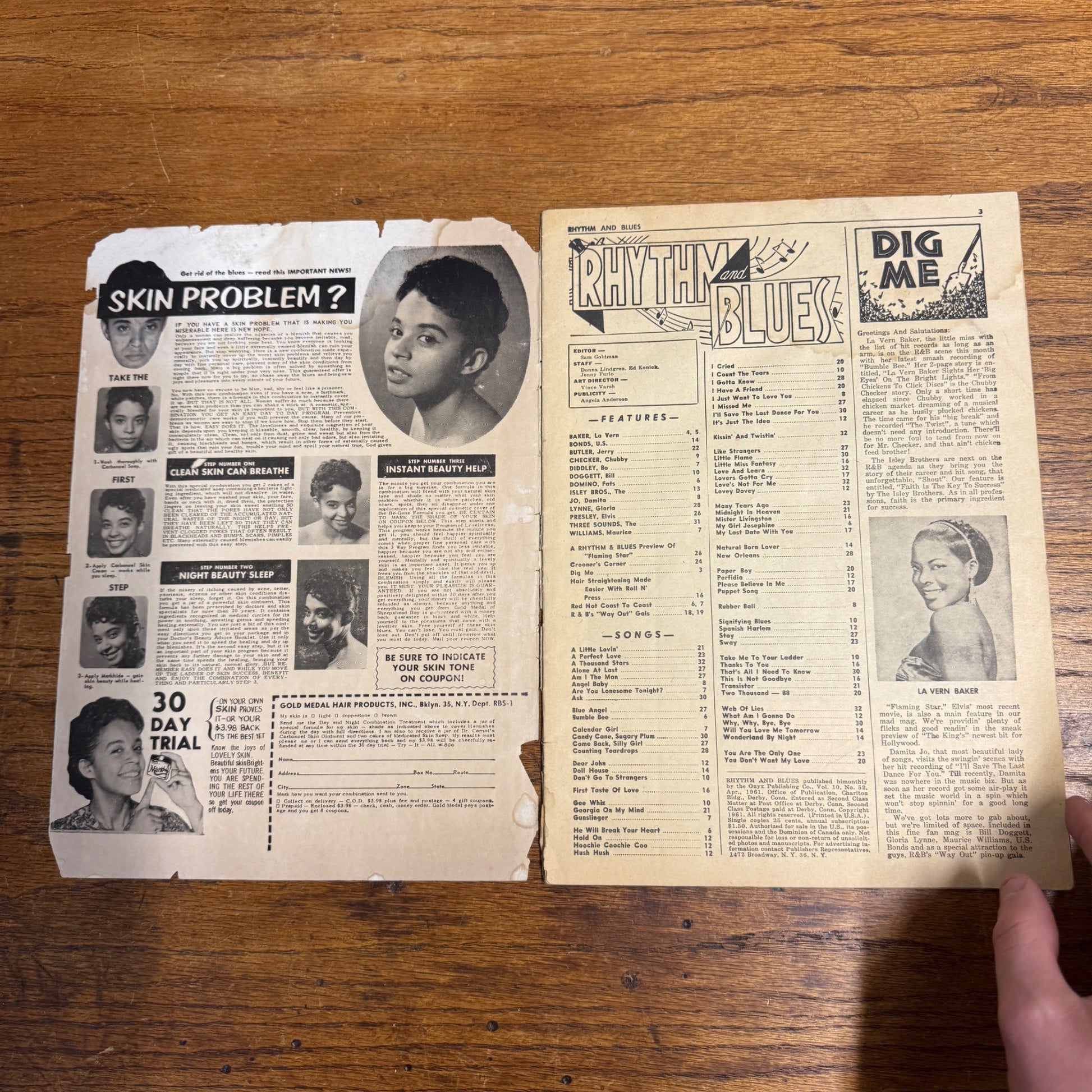 April 1961 Rhythm and Blues Song Hits Magazine Chubby Checker Isley Brothers