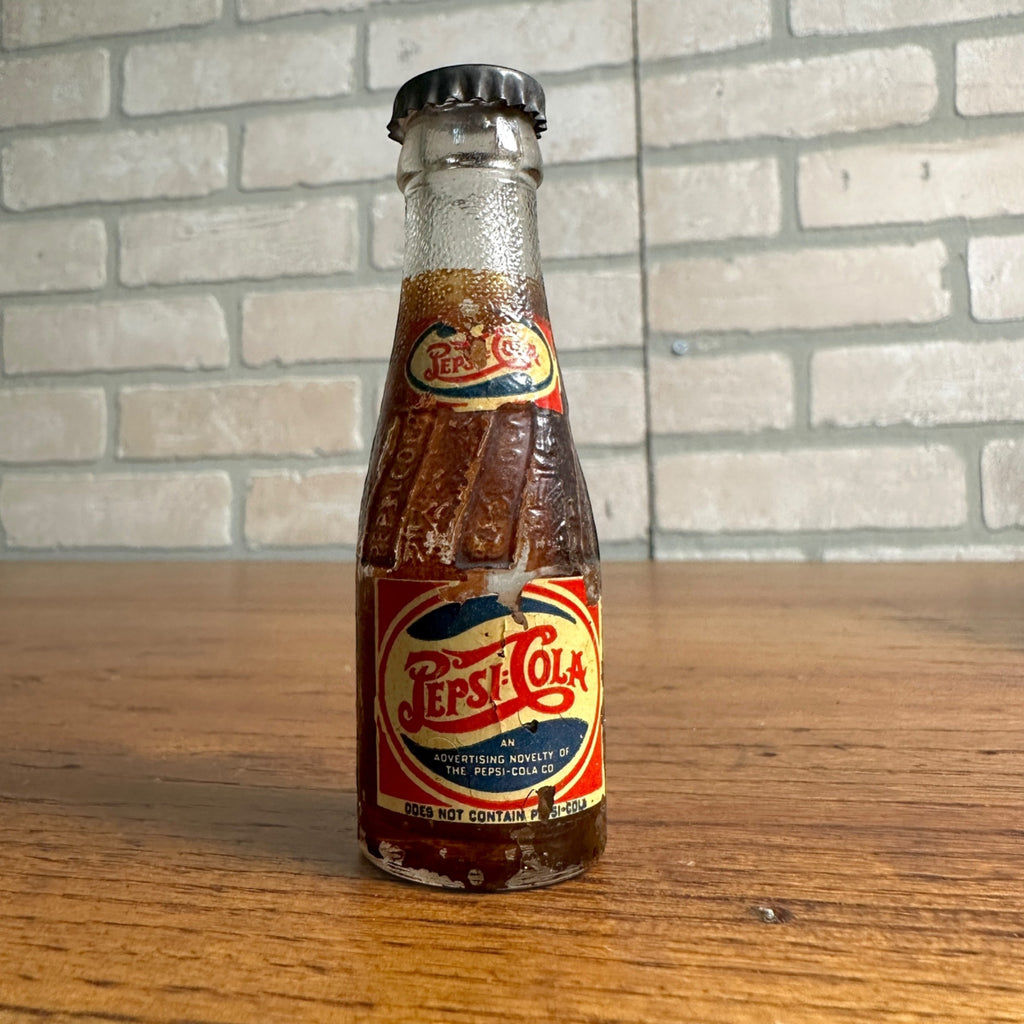 Rare Pepsi Cola Mini Bottle 1930's 1940's Double Dot Litho Cap Soda Salt Shaker