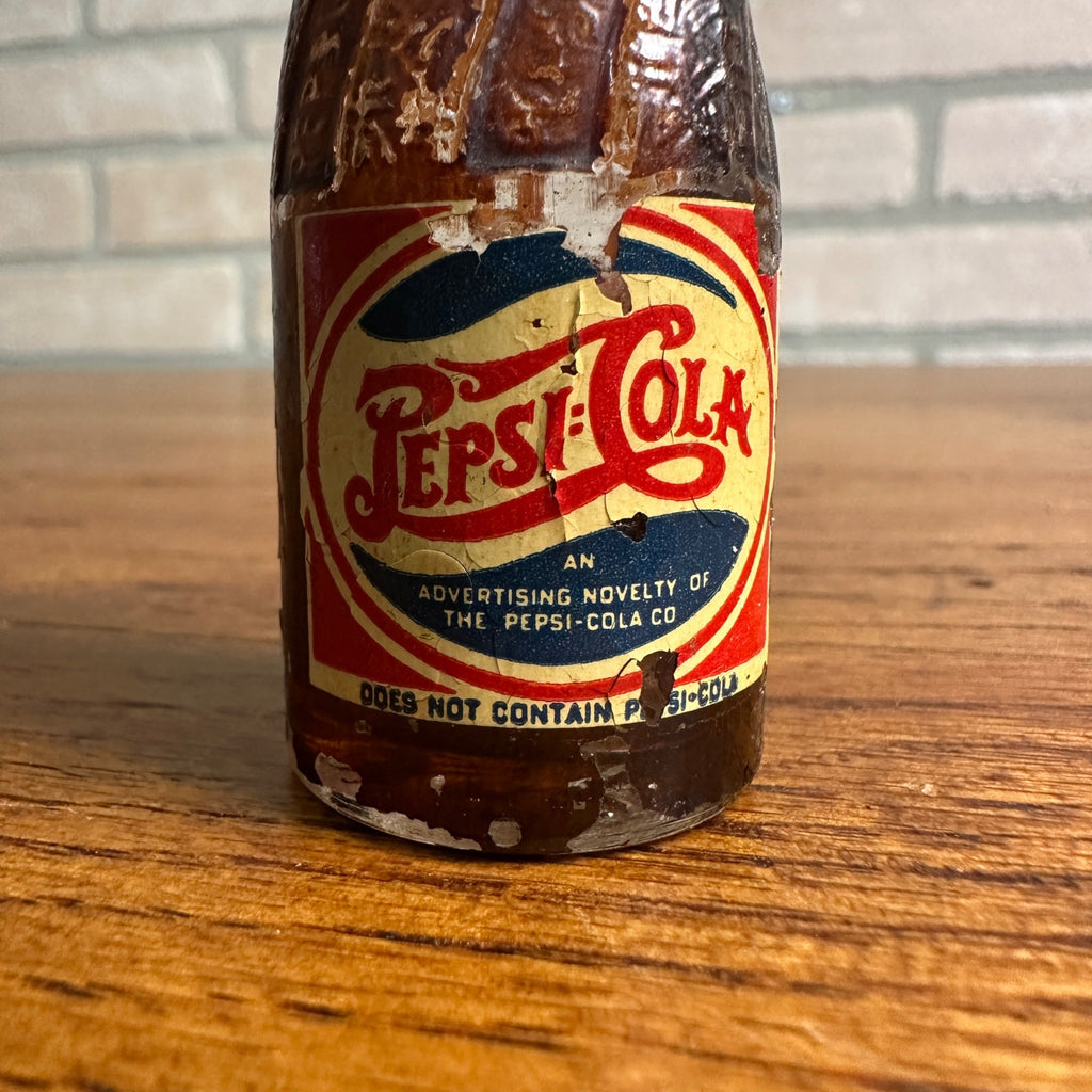 Rare Pepsi Cola Mini Bottle 1930's 1940's Double Dot Litho Cap Soda Salt Shaker