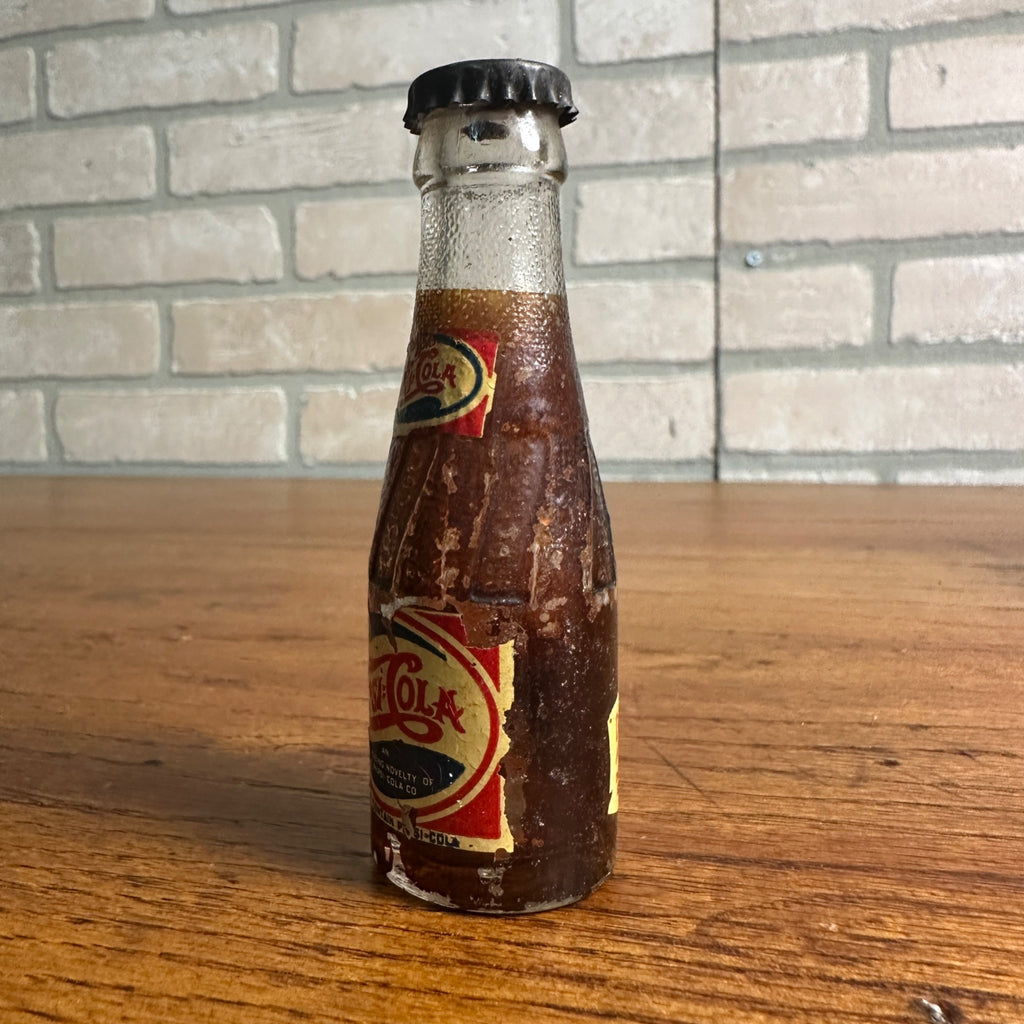 Rare Pepsi Cola Mini Bottle 1930's 1940's Double Dot Litho Cap Soda Salt Shaker