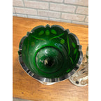 Victorian Era Pair of Czech/ Crystal, Bohemian Mantle Luster Lamps White & Green