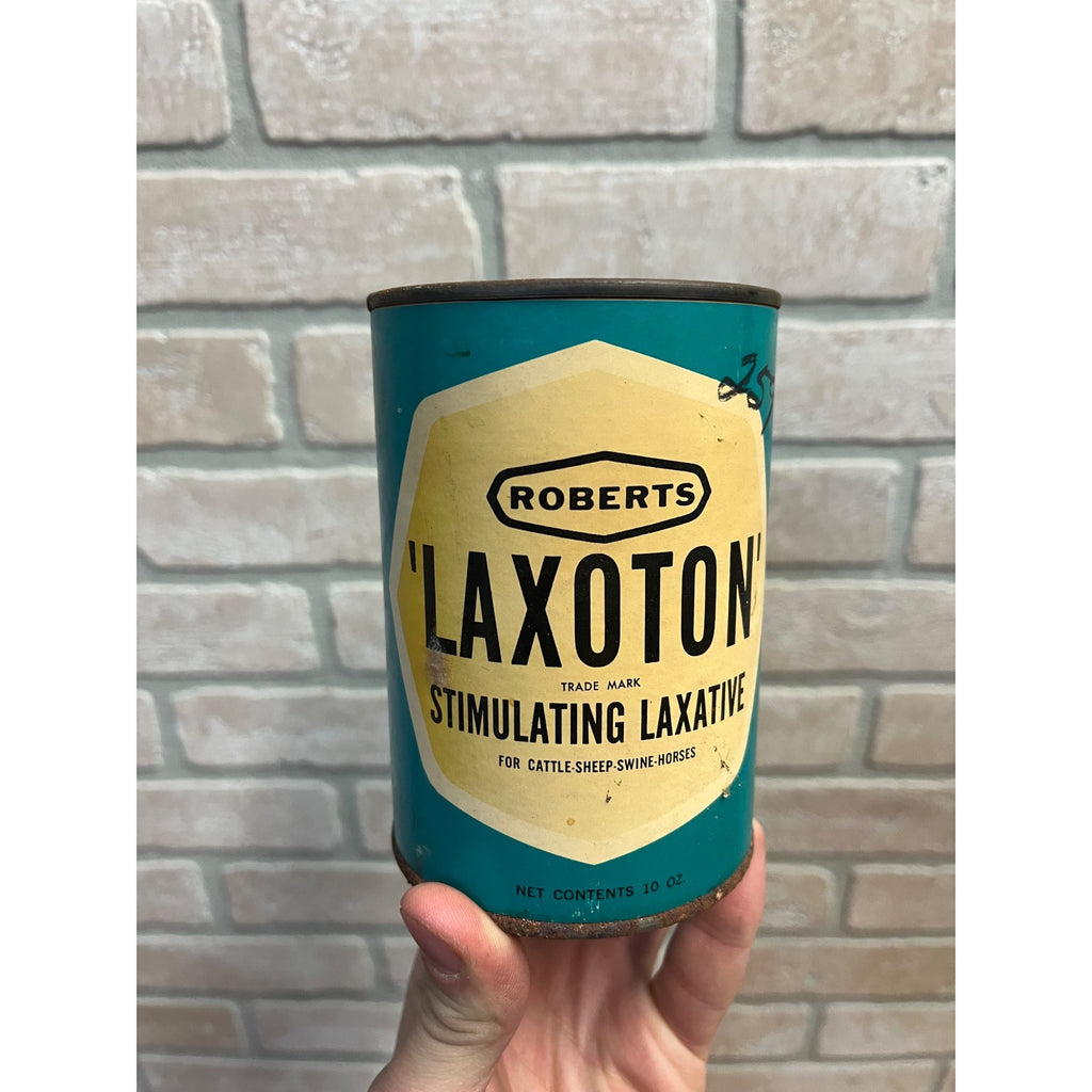 Vintage Roberts Laxoton Cattle & Swine Laxative Veterinary Can