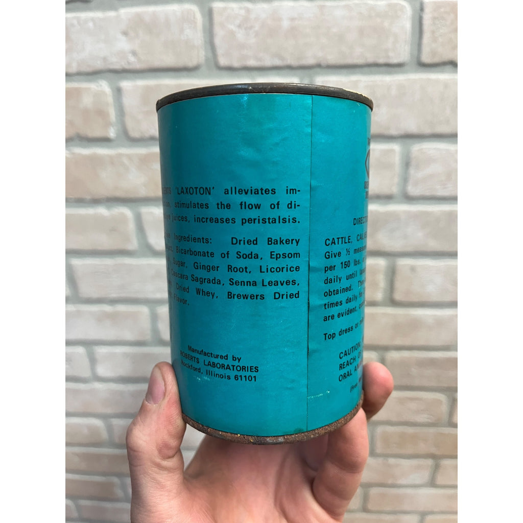Vintage Roberts Laxoton Cattle & Swine Laxative Veterinary Can