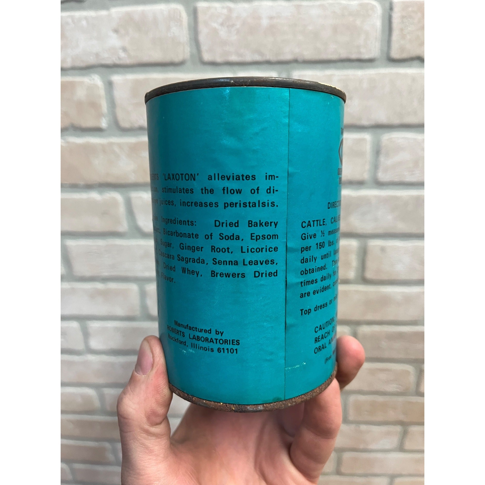 Vintage Roberts Laxoton Cattle & Swine Laxative Veterinary Can